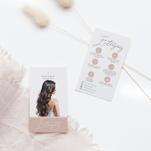 Märkre- för vårdtillägg för mörk Hair-tillägg Visitkort (Skapare uppladdad)