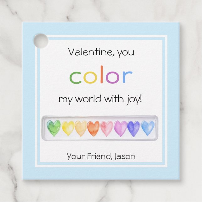 Märkre för vattenfärgpaletten Alla hjärtans dag Gåvor Etiketter (Framsida)