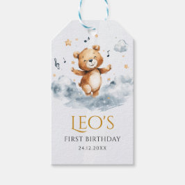 Märkre för vattenfärgsblad första födelsedag presentetikett