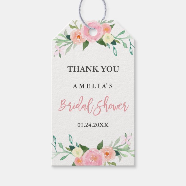 Märkre för vattenfärgsfärg i botanisk Blommigt Möh Presentetikett (Framsidan)