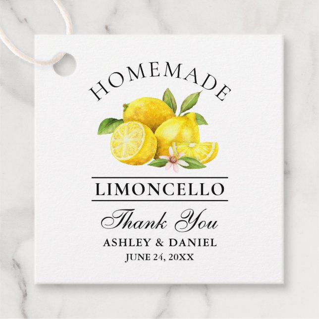 Märkre för vattenfärgslekar Limoncello Tack Gåvor Etiketter (Framsida)