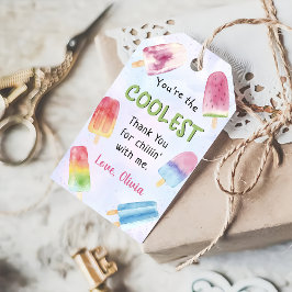 Märkre för vattenfärgspopsicle Birthday Tack Gift Presentetikett