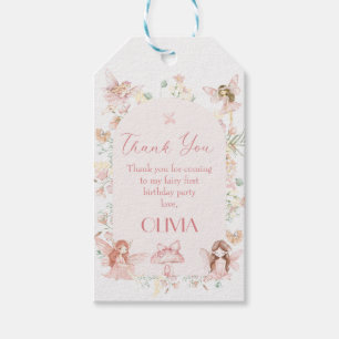 Märkre för vetemisk Rosa Fairy First Birthday Gift Presentetikett