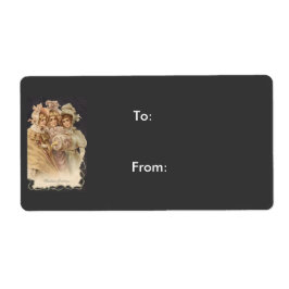 Märkre för Victorian Girls Black Vintage jul Gift Fraktsedel