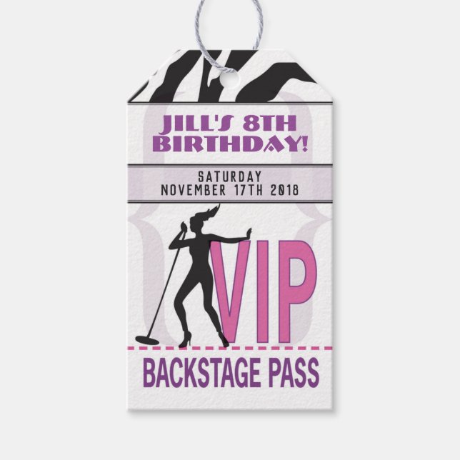 Märkre för VIP Backstage Pass Birthday Gift Presentetikett (Framsidan)