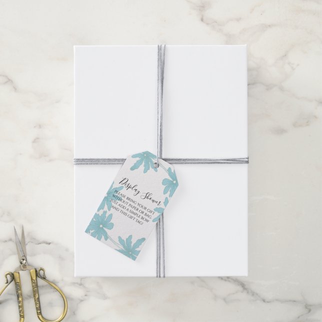 Märkre för Visningen Ljusblå Daisy Presentetikett (Med Snöre)