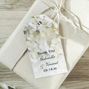 Märkre för vit Hydrangea Wedding Favor Presentetikett