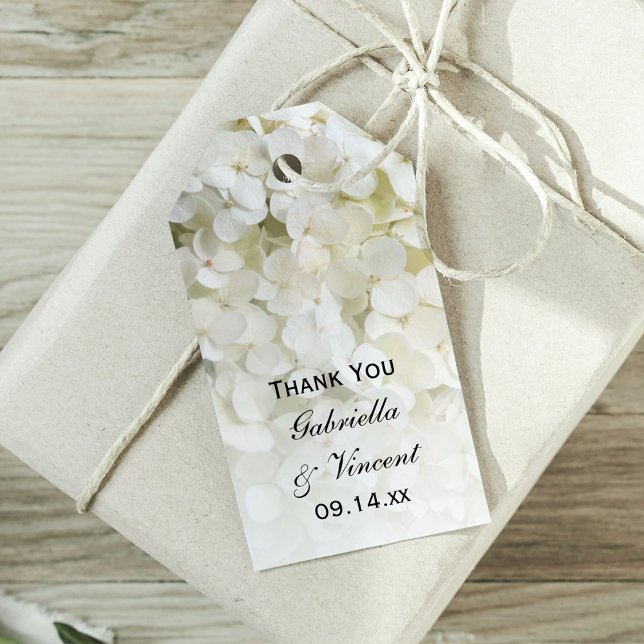 Märkre för vit Hydrangea Wedding Favor Presentetikett (Skapare uppladdad)