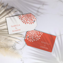 Märkre för vit Orange Röd blomning Presentetikett