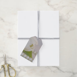 Märkre för vit tulpanform och pärlbröllop presentetikett