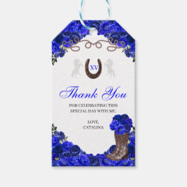 Märkre för westerna blåa Ro Ranchero Quinceanera G Presentetikett