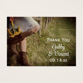 Märkre för Westerna bröllop för flickor och solblo Visitkort