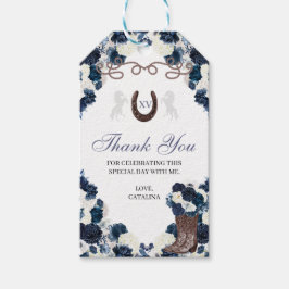 Märkre för westerna marinblått rakeerska Quinceane Presentetikett