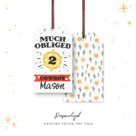 Märkre för westerna vattenfärgsfödelsedag Tack Presentetikett