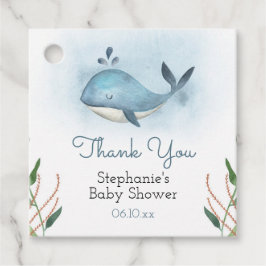 Märkre för Whale Baby Shower-Tack Gåvor Etiketter