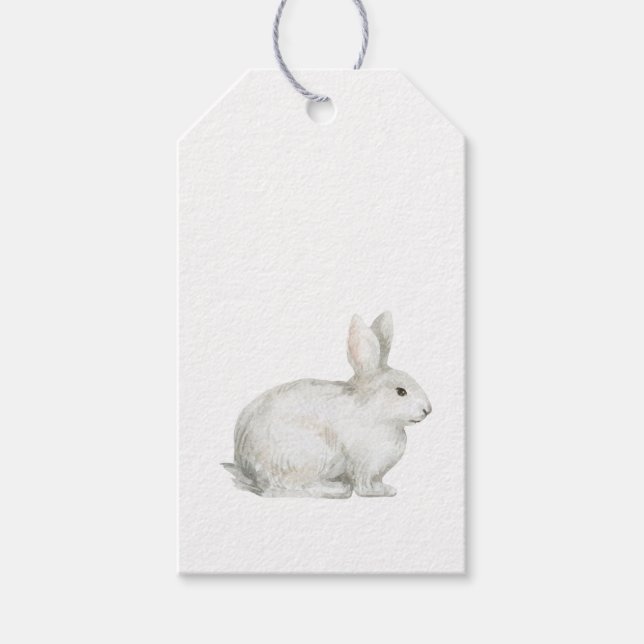 Märkre för White Påskhare Rabbit Gift Presentetikett (Framsidan)