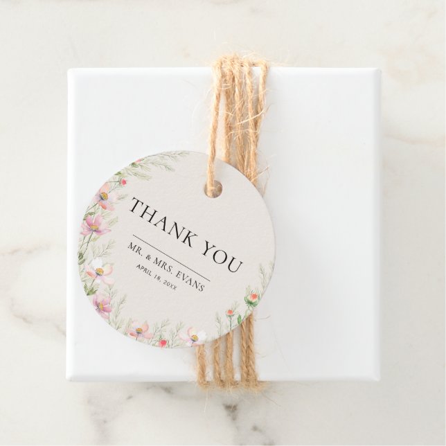 Märkre för Wildblomsbröllop-favoriter. Gåvor Etiketter (På plats)