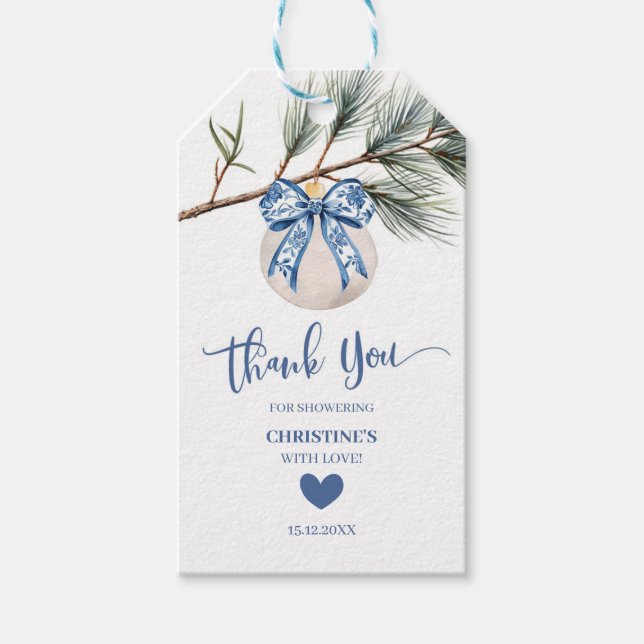 Märkre för Winter Chinoiserie Bow Möhippa Gift Presentetikett (Framsidan)