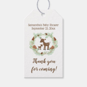 Märkre för Woodland Hjort Baby Shower Gift Presentetikett