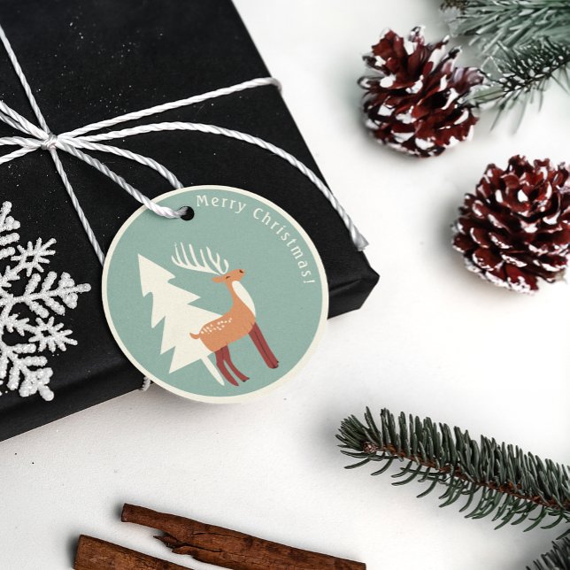 Märkre från Retro Reindeer Gift Gåvor Etiketter (Skapare uppladdad)