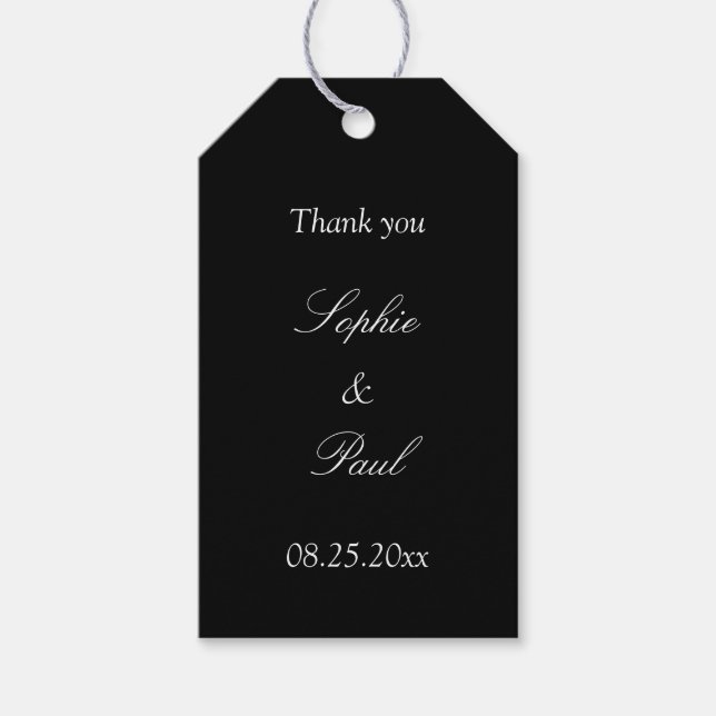 Märkre i Black Wedding Favor Tack Gift Presentetikett (Framsidan)
