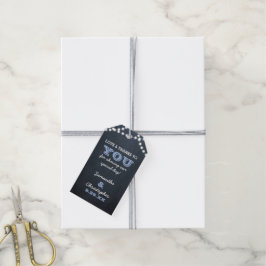 Märkre i Chalkboard Ljus Blue Bröllop Tack Gift Presentetikett