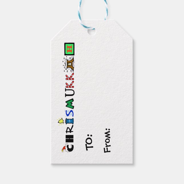 Märkre i Chrismukah Graphic Text Gift Presentetikett (Framsidan)