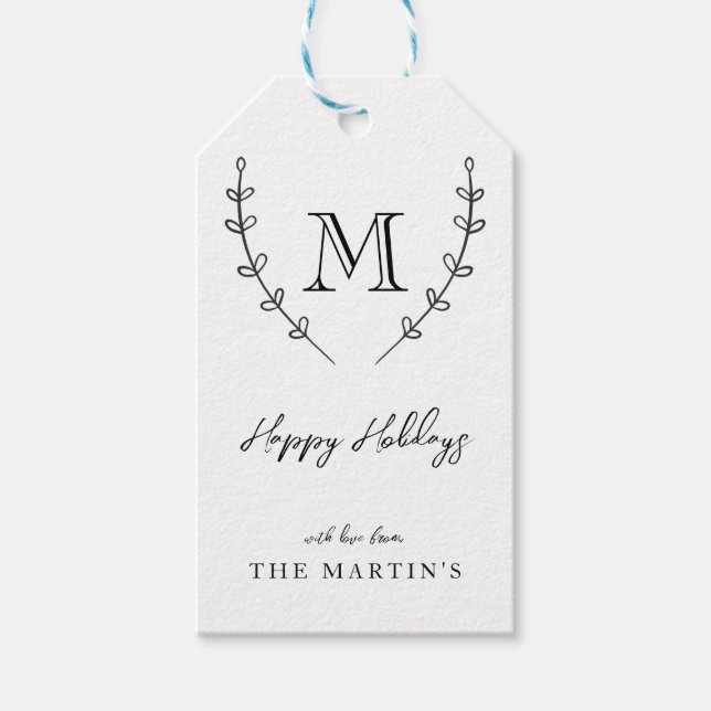 Märkre i Classy Monogram Anpassningsbar Gift Presentetikett (Framsidan)