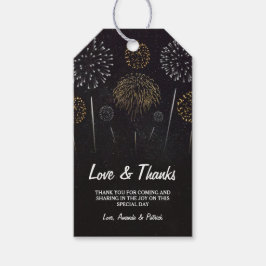 Märkre i Fireworks ThERN Black Guld Bröllop Tack Presentetikett