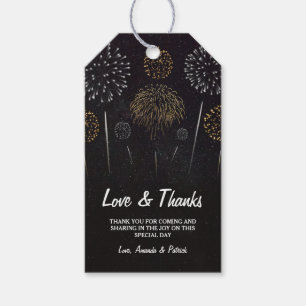 Märkre i Fireworks ThERN Black Guld Bröllop Tack Presentetikett