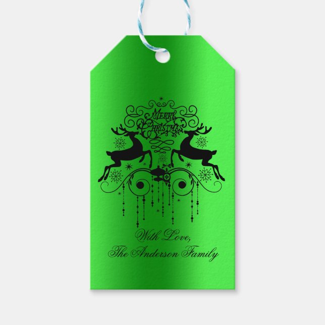 Märkre i juldeers Slhouettes Gift Presentetikett (Framsidan)