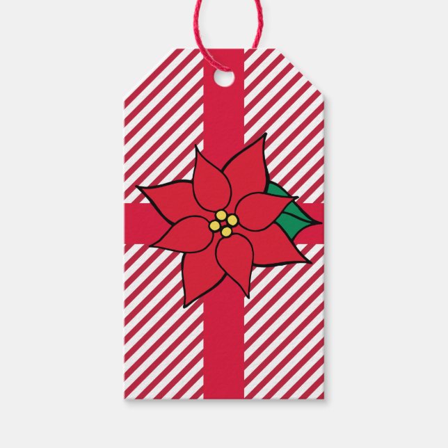 Märkre i jultomten Poinsettia Gift Presentetikett (Framsidan)