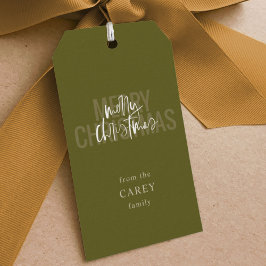 Märkre i Modern Dubbla God jul Grönt Gift Presentetikett