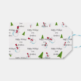 Märkre i Monogram jul Snögubbe Gift Presentetikett