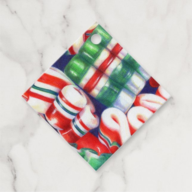 MÄRKRE i RIBBON CANDY Diamond Gift Gåvor Etiketter (Framsida)