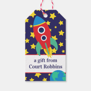 Märkre i Space Rocket Personlig Gift Presentetikett