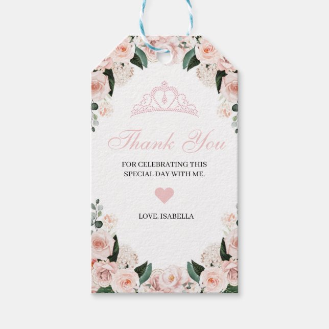 Märkre i Tack för Blommigt av  Rosa Presentetikett (Framsidan)