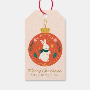 Märkre i Watercolor jul Bunny Gift Helgdag Presentetikett