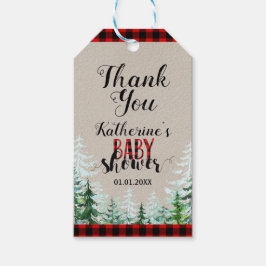 Märkre i Winter Lumberjack Baby Shower Tack Gift Presentetikett