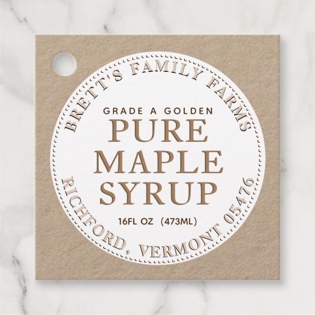 Märkre Kraft för den traditionella Maple Syrup-eti Gåvor Etiketter (Framsida)