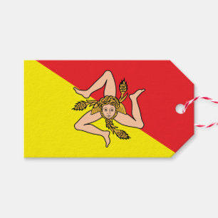 Märkre med Flagga av Sicilien, Italien Presentetikett