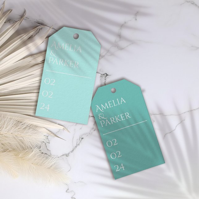 Märkre med minimal Grönt Bröllop Gift Presentetikett (Skapare uppladdad)