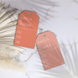 Märkre med minimal Orange Bröllop Gift Presentetikett