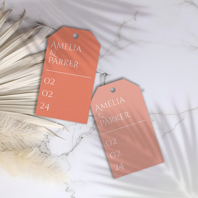 Märkre med minimal Orange Bröllop Gift Presentetikett (Skapare uppladdad)