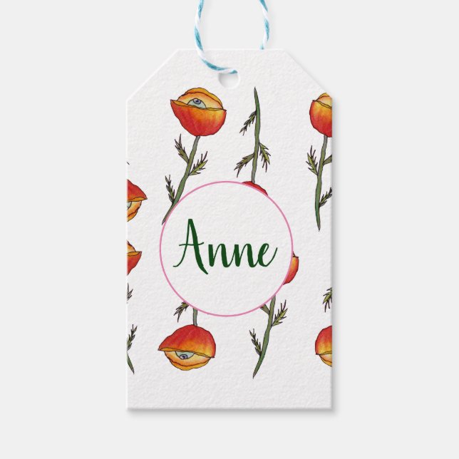 Märkre om Anpassningsbar av vallmoblommor Surreal  Presentetikett (Framsidan)