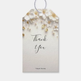 Märkre om ivoriansk vit Blommigt Guld Löv Gift Presentetikett
