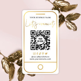 Märkre oss på Social Media White & Guld Scan QR-ko Visitkort