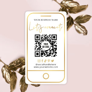 Märkre oss på Social Media White & Guld Scan QR-ko Visitkort
