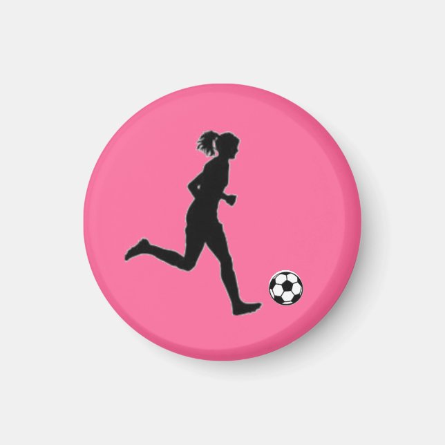 Märkre Player för fotbollsflickor (kvinnlig) - Ros Magnet (Framsidan)