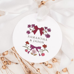 Märkre som gynnar Boho Magenta Bow Blommigt Weddin Gåvor Etiketter